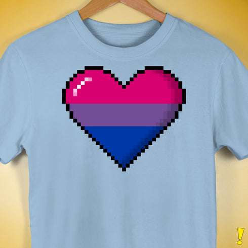 Bisexual Pride 8-Bit Pixel Heart Premium Unisex T-Shirt - Baby Blue